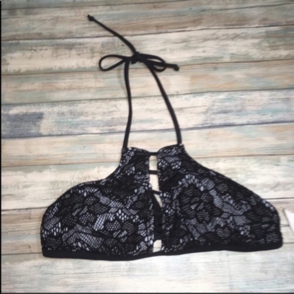 Mossimo Lace High Neck Halter Bikini Top Women’s Large - Picture 2 of 6